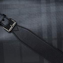 Burberry Black Check PVC and Leather Large Burleigh Messenger Bag