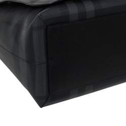 Burberry Black Check PVC and Leather Large Burleigh Messenger Bag