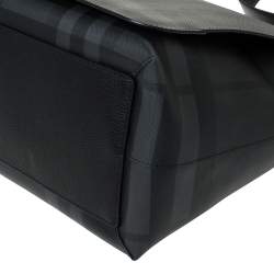 Burberry Black Check PVC and Leather Large Burleigh Messenger Bag