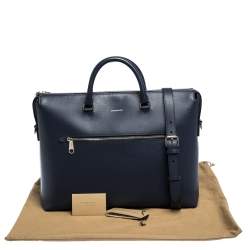 Burberry Blue Leather Manchester Briefcase