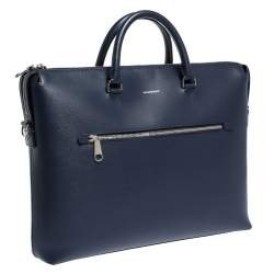 Burberry Blue Leather Manchester Briefcase