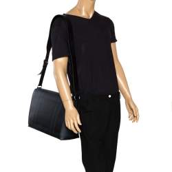 Burberry Black Check PVC and Leather Large Burleigh Messenger Bag