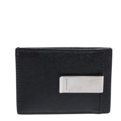 Burberry Black Leather Equestrian Knight Device Card Holder