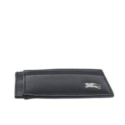 Burberry Black Leather Equestrian Knight Device Card Holder