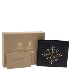 Burberry Black Leather Studs Bifold Wallet