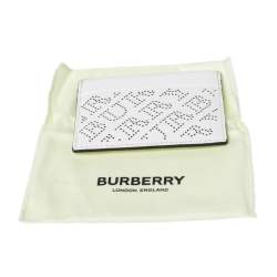 Pre Owned Burberry White Perforated Leather Sandon Card Holder