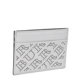 Pre Owned Burberry White Perforated Leather Sandon Card Holder