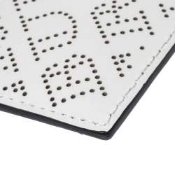 Pre Owned Burberry White Perforated Leather Sandon Card Holder
