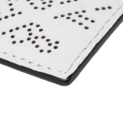 Pre Owned Burberry White Perforated Leather Sandon Card Holder