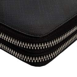 Burberry Navy Blue Coated Canvas Reeves Double Zip Wallet