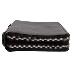 Burberry Navy Blue Coated Canvas Reeves Double Zip Wallet