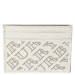Pre Owned Burberry White Perforated Leather Sandon Card Holder