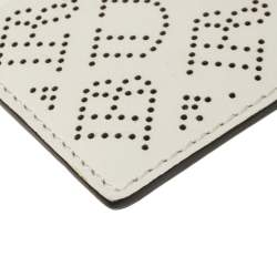 Pre Owned Burberry White Perforated Leather Sandon Card Holder
