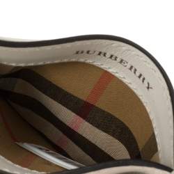 Pre Owned Burberry White Perforated Leather Sandon Card Holder