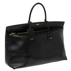 Burberry Black Leather Extra Large Society Top Handle Bag