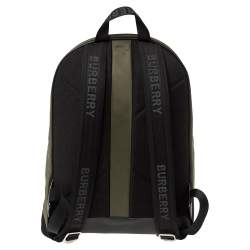 Burberry Green Nylon Logo Print Backpack