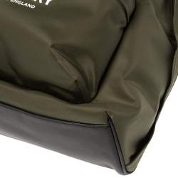 Burberry Green Nylon Logo Print Backpack