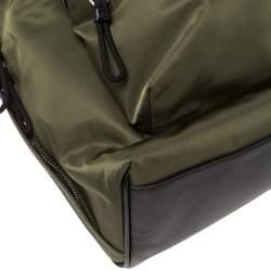 Burberry Green Nylon Logo Print Backpack