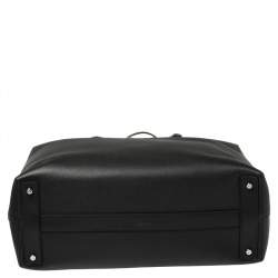 Burberry Black Grain Leather Lawrence Holdall Weekend Bag