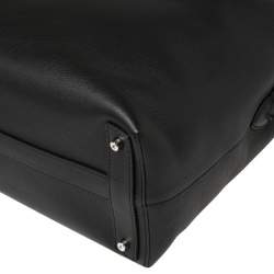 Burberry Black Grain Leather Lawrence Holdall Weekend Bag