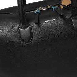 Burberry Black Grain Leather Lawrence Holdall Weekend Bag