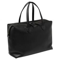 Burberry Black Grain Leather Lawrence Holdall Weekend Bag