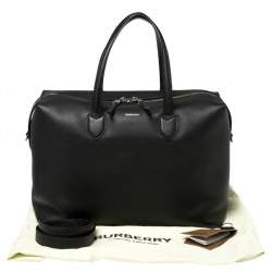 Burberry Black Grain Leather Lawrence Holdall Weekend Bag