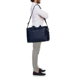 Burberry Regency Blue Leather Lawrence Holdall Weekend Bag