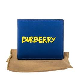 Burberry Blue Leather Reg CC Bill8 Bifold Wallet