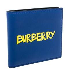 Burberry Blue Leather Reg CC Bill8 Bifold Wallet