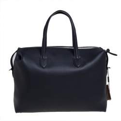 Burberry Black Leather Lawrence Holdall Weekend Bag
