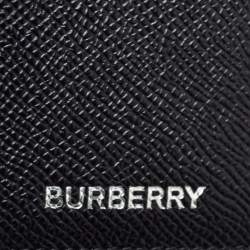 Pre Owned Burberry Black Grain Leather Elmer Card Holder