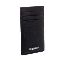 Pre Owned Burberry Black Grain Leather Elmer Card Holder