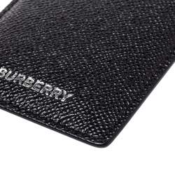 Pre Owned Burberry Black Grain Leather Elmer Card Holder