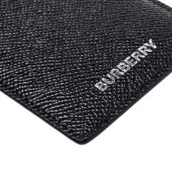 Pre Owned Burberry Black Grain Leather Elmer Card Holder