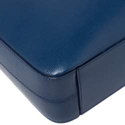 Pre Owned Burberry Deep Blue Leather Hambleton Briefcase