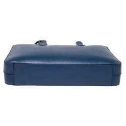 Pre Owned Burberry Deep Blue Leather Hambleton Briefcase