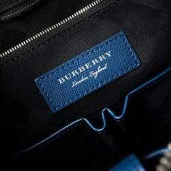 Pre Owned Burberry Deep Blue Leather Hambleton Briefcase