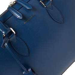 Pre Owned Burberry Deep Blue Leather Hambleton Briefcase