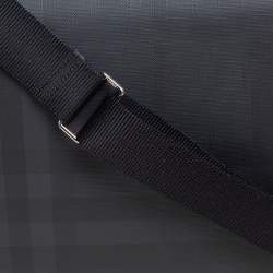 Pre Owned Burberry Dark Charcoal Beat Check PVC and Leather Messenger Bag