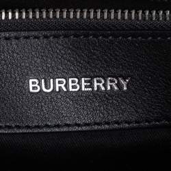 Pre Owned Burberry Dark Charcoal Beat Check PVC and Leather Messenger Bag