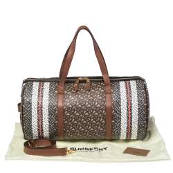 Burberry Bridle Brown Coated Canvas Medium Kennedy Duffle Bag