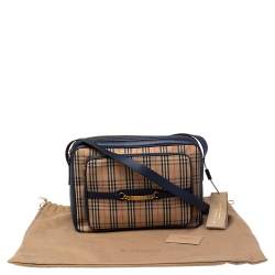 Burberry Blue/Beige 1983 Knight Check Canvas and Leather Camera Bag
