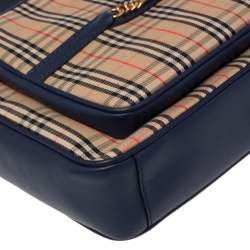 Burberry Blue/Beige 1983 Knight Check Canvas and Leather Camera Bag