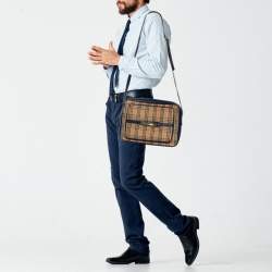 Burberry Blue/Beige 1983 Knight Check Canvas and Leather Camera Bag