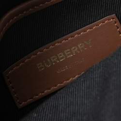 Pre Owned Burberry Bridle Brown Coated Canvas and Leather Thornton Crossbody Bag