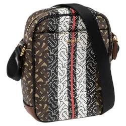 Pre Owned Burberry Bridle Brown Coated Canvas and Leather Thornton Crossbody Bag