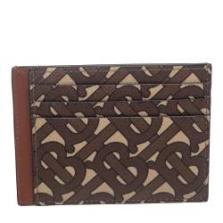 Burberry Brown/Beige Bridle Canvas Chase Card Case
