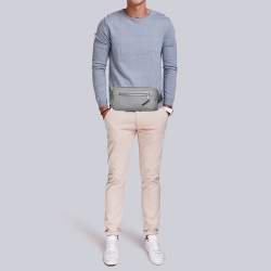 Pre Owned Burberry Grey Leather and Nylon West Belt Bag