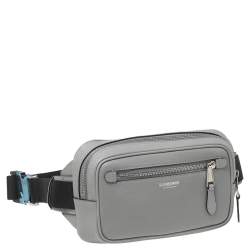 Pre Owned Burberry Grey Leather and Nylon West Belt Bag